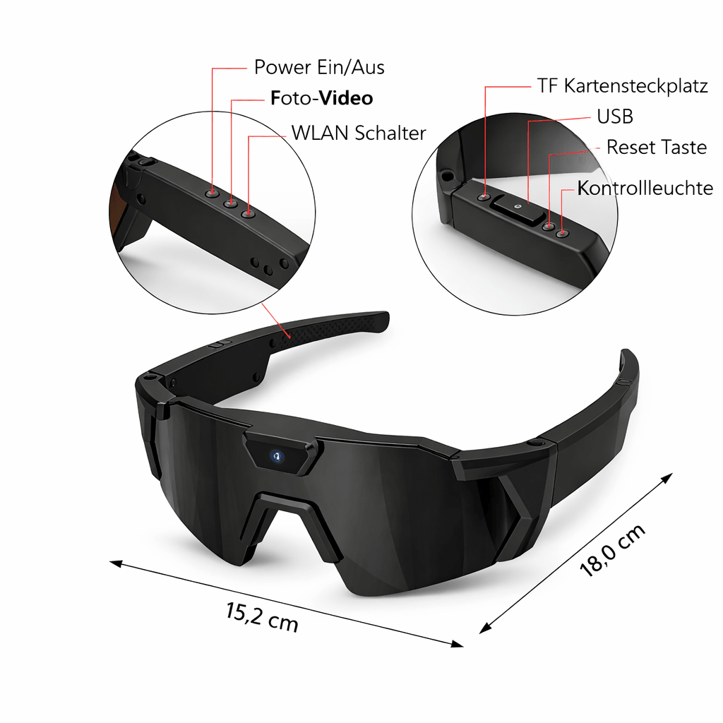 Schnelle Brille mit Kamera Schwarz - FestivalStuff