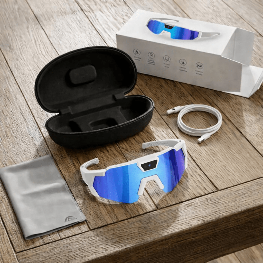 Schnelle Brille mit Kamera Weiß - Blau - FestivalStuff