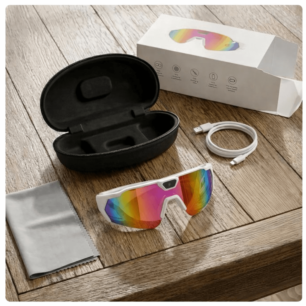 Schnelle Brille mit Kamera Weiß - Rainbow - FestivalStuff