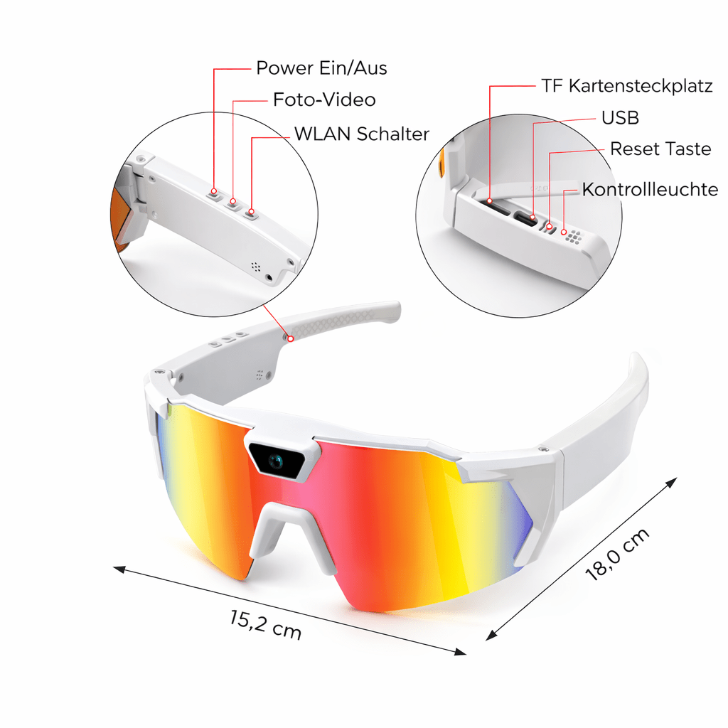 Schnelle Brille mit Kamera Weiß - Rainbow - FestivalStuff