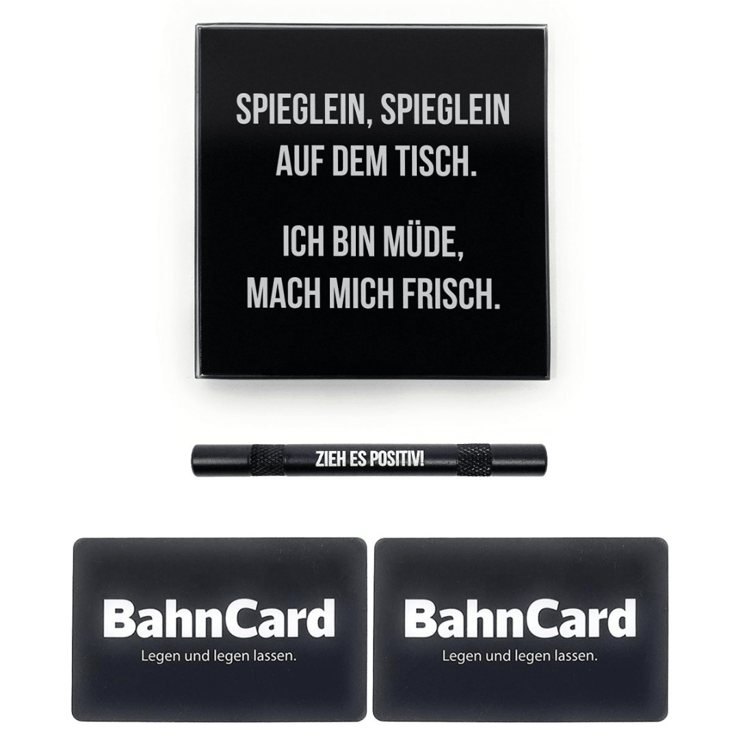 SET Spieglein 1x Echtglas Brett inkl. 1 Ziehröhrchen & 2 Hackkarten - FestivalStuff