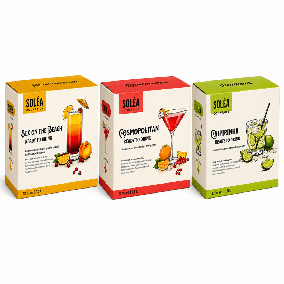 Soléa Cocktail Set 3 x 1,5 l – 3 Sorten mit Zapfhahn - FestivalStuff