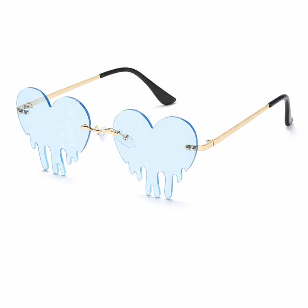 Sonnenbrille Herzform Drip Blau - FestivalStuff