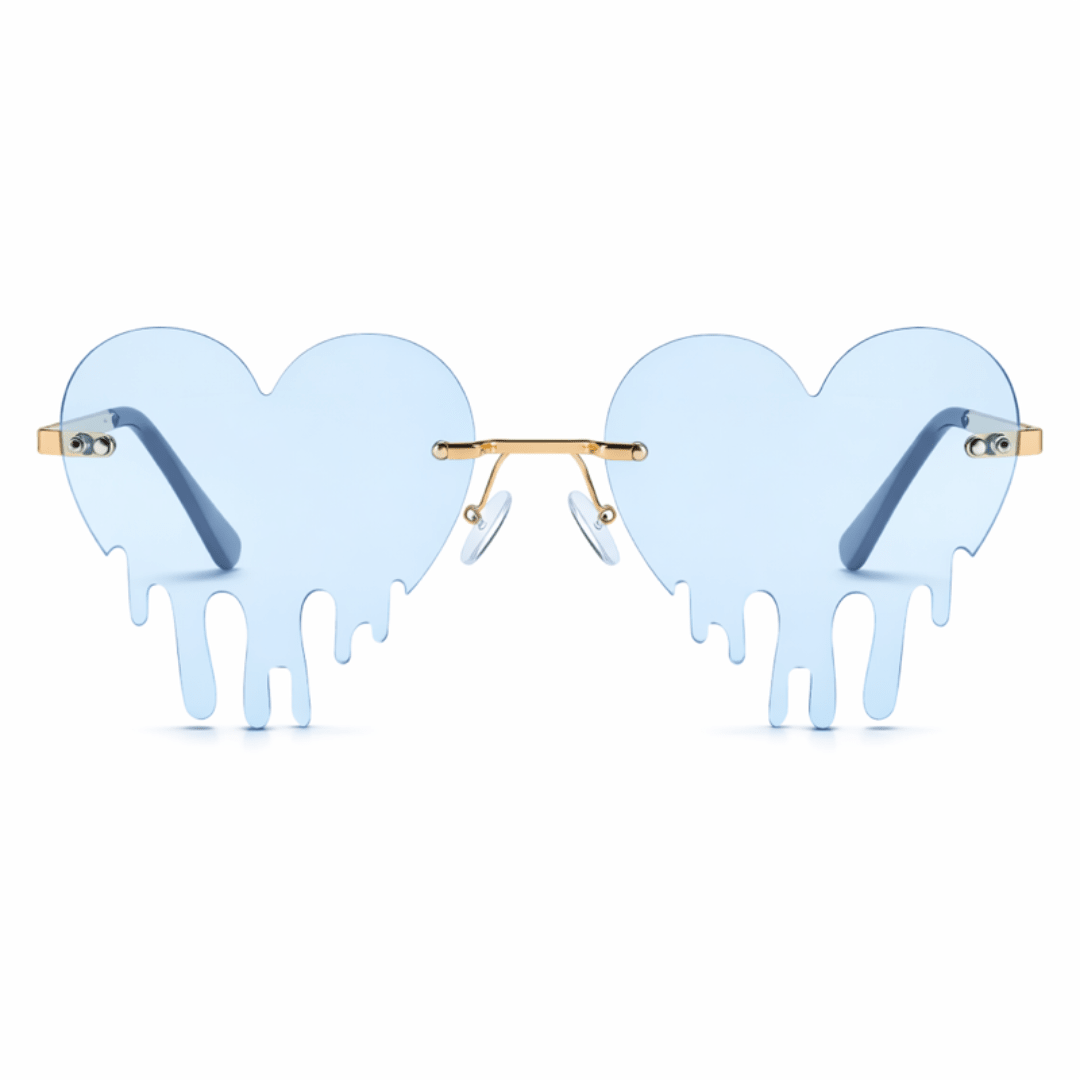 Sonnenbrille Herzform Drip Blau - FestivalStuff