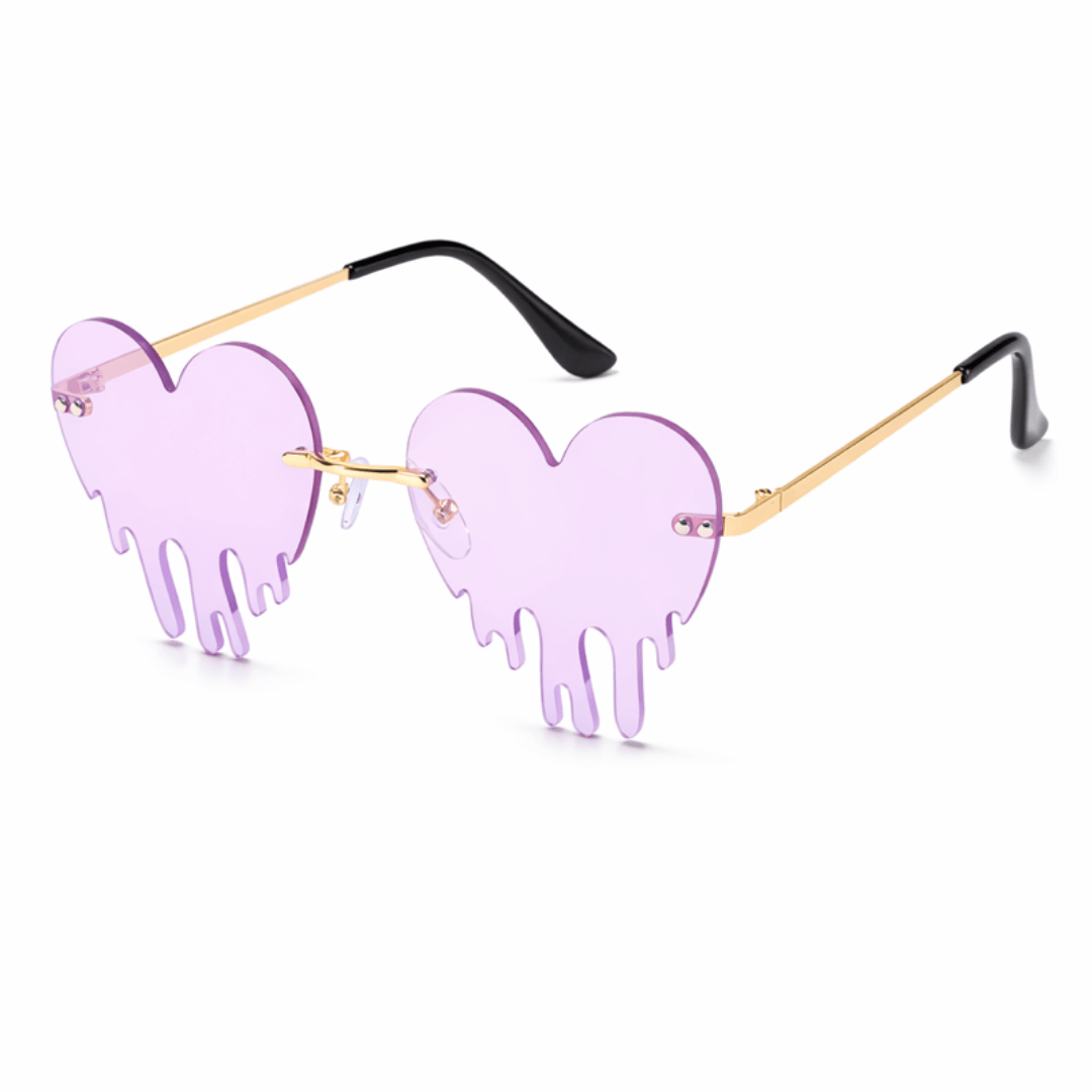 Sonnenbrille Herzform Drip Lila - FestivalStuff