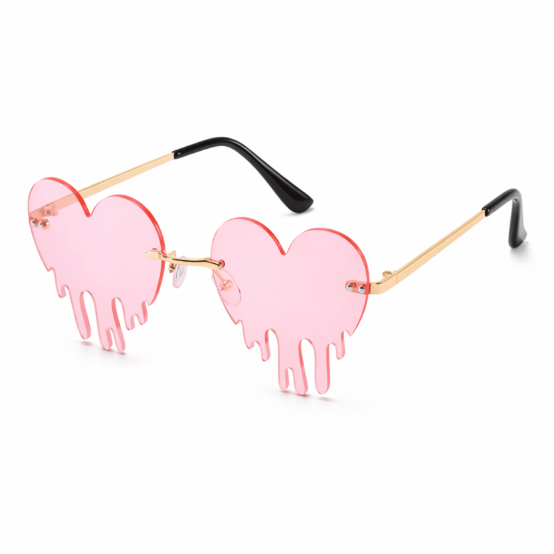 Sonnenbrille Herzform Drip Rosa - FestivalStuff