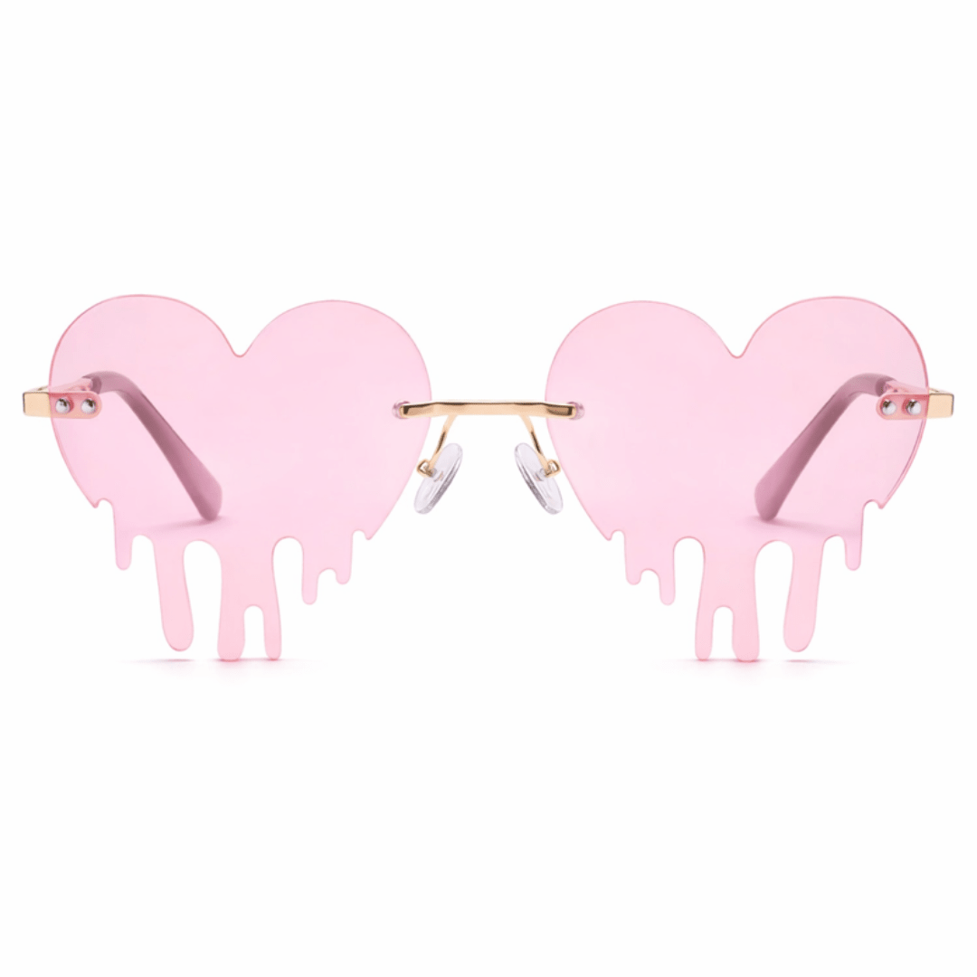 Sonnenbrille Herzform Drip Rosa - FestivalStuff