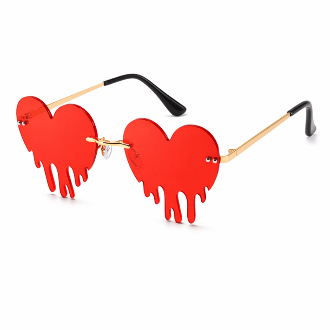 Sonnenbrille Herzform Drip Rot - FestivalStuff