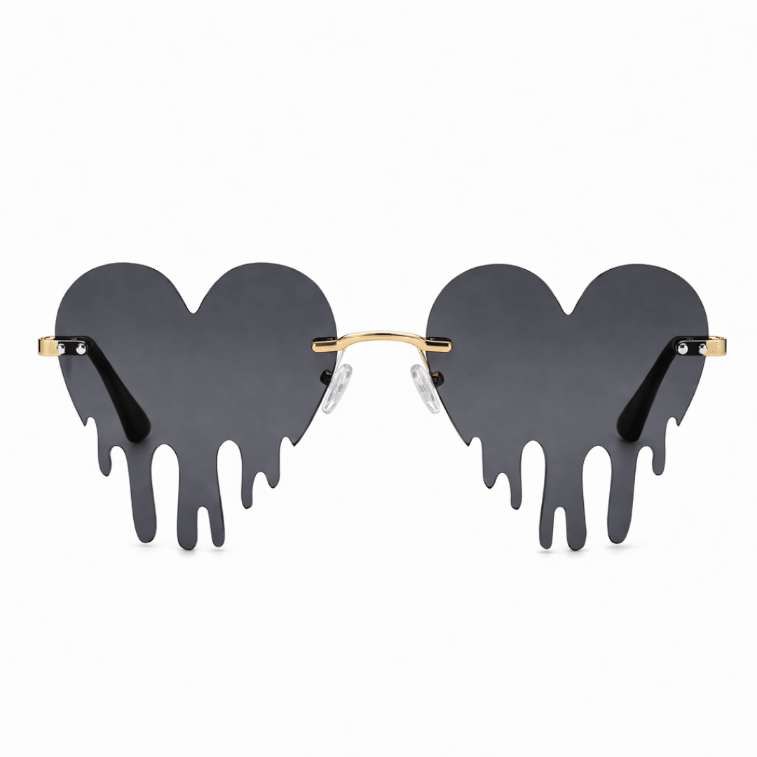 Sonnenbrille Herzform Drip Schwarz - FestivalStuff