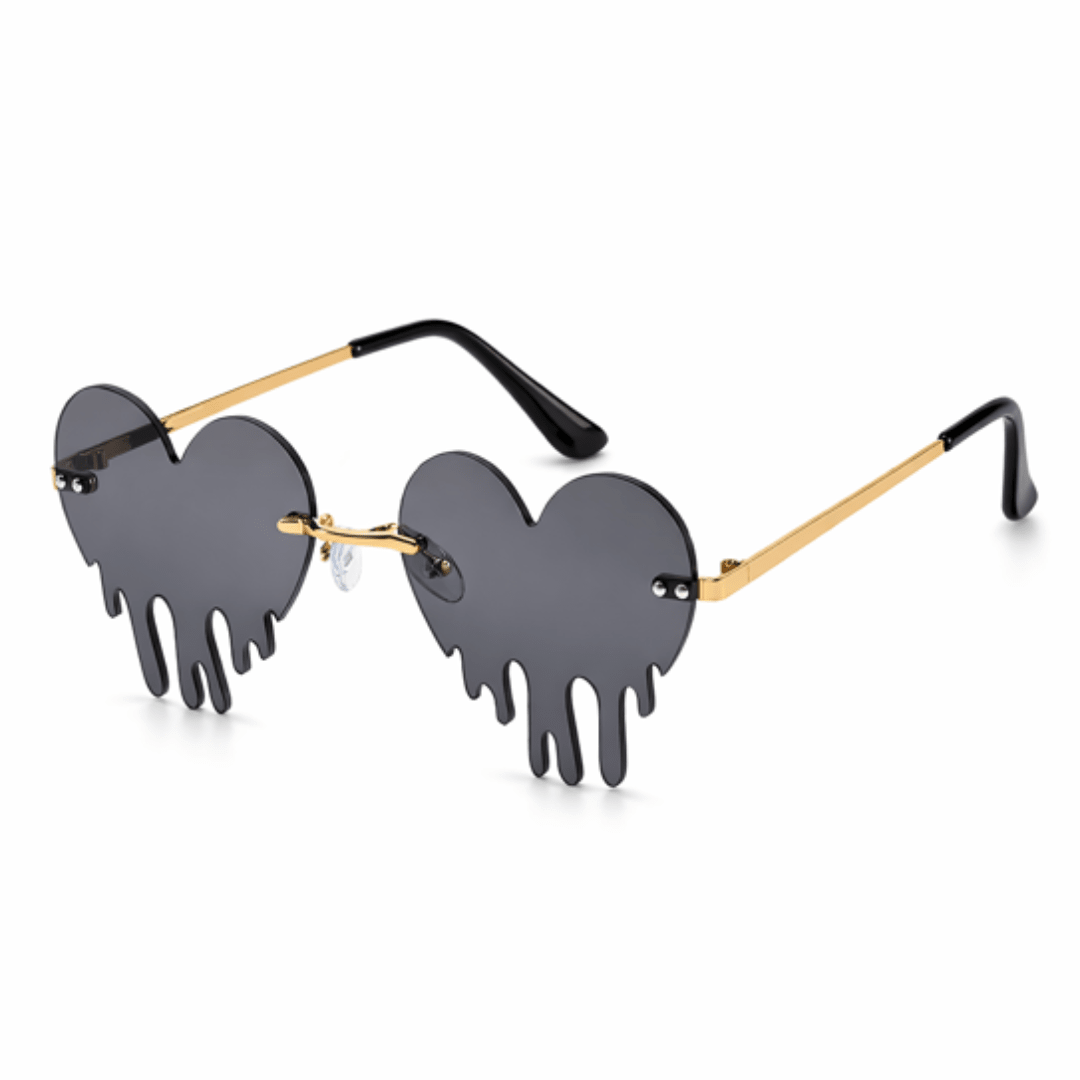 Sonnenbrille Herzform Drip Schwarz - FestivalStuff
