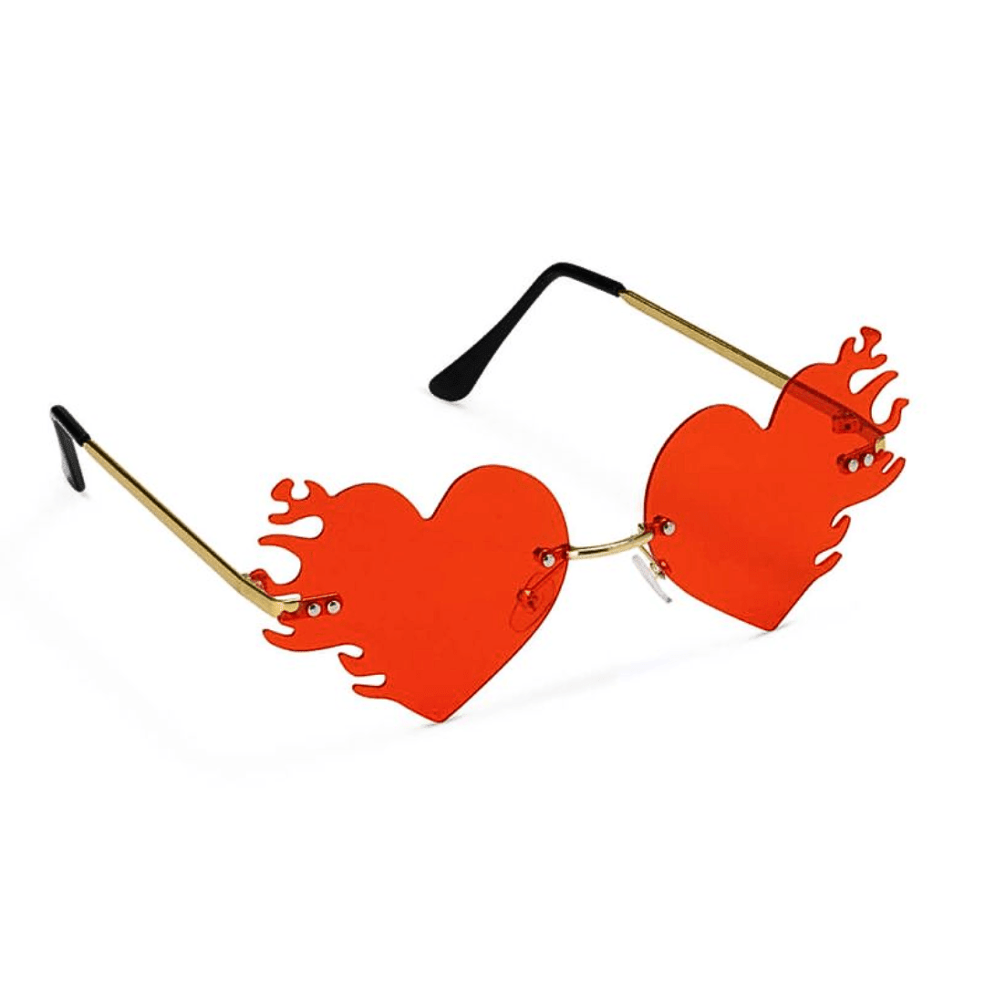 Sonnenbrille Herzform mit Flammen - FestivalStuff