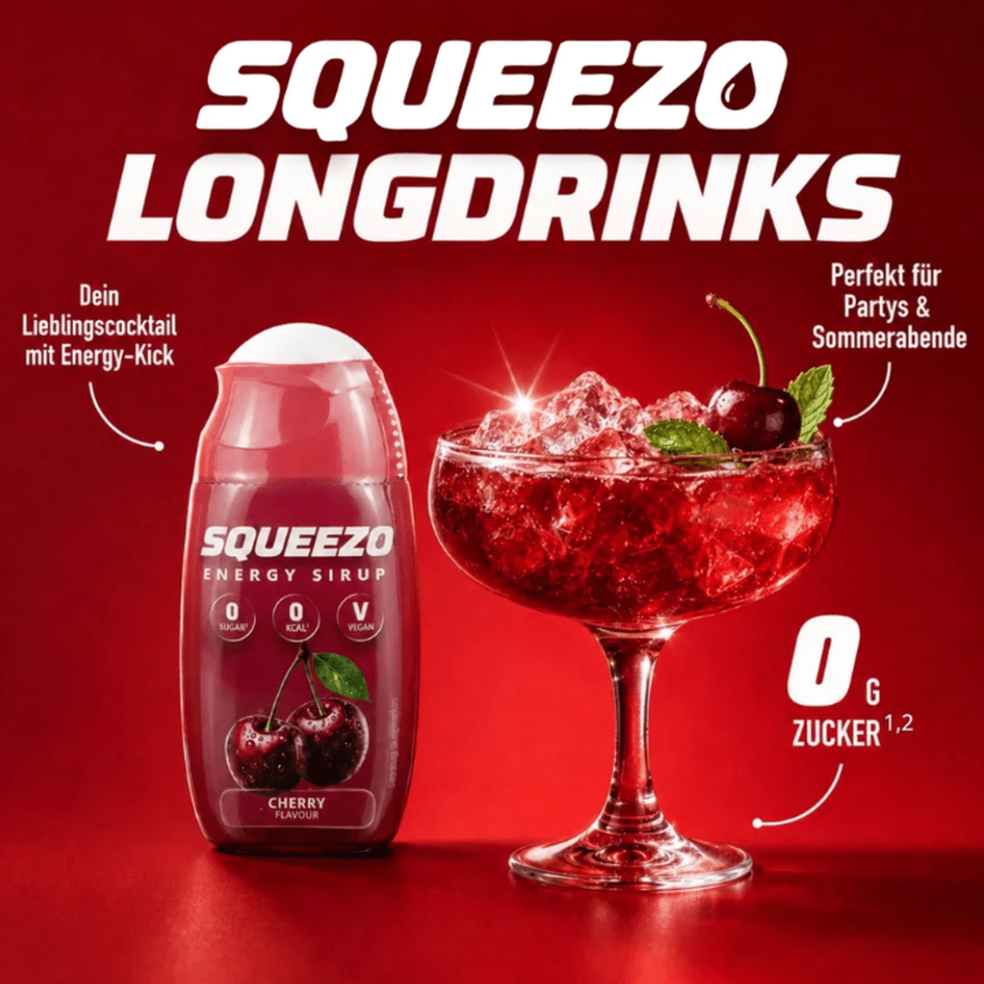 SQUEEZO Cherry Energy Sirup - FestivalStuff