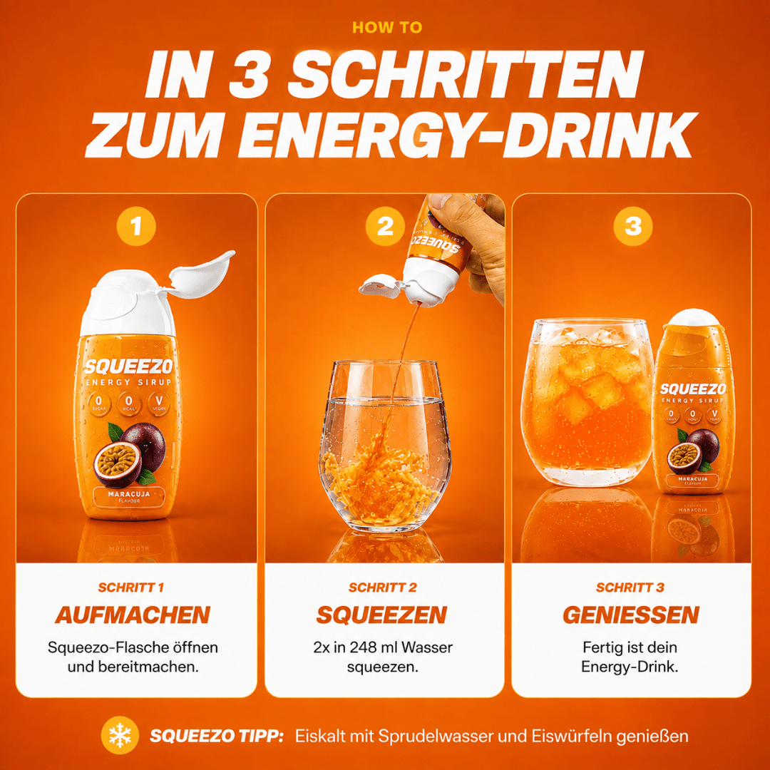 SQUEEZO Maracuja Energy Sirup - FestivalStuff