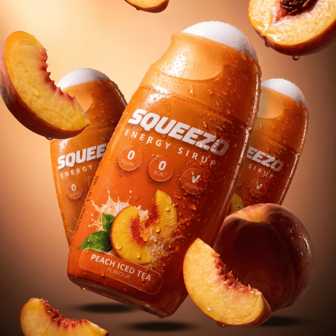 SQUEEZO Peach Iced Tea Energy Sirup - FestivalStuff
