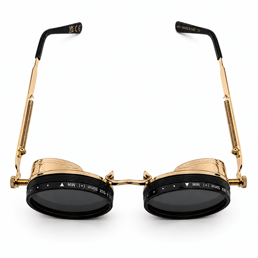 Steampunk ND Sonnenbrille Gold – Verstellbare Sonnenbrille UV400 - FestivalStuff