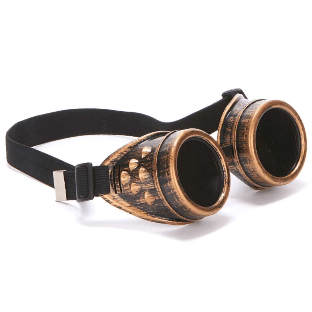 Steampunk Piloten - Brille beige - braun - schwarz - FestivalStuff