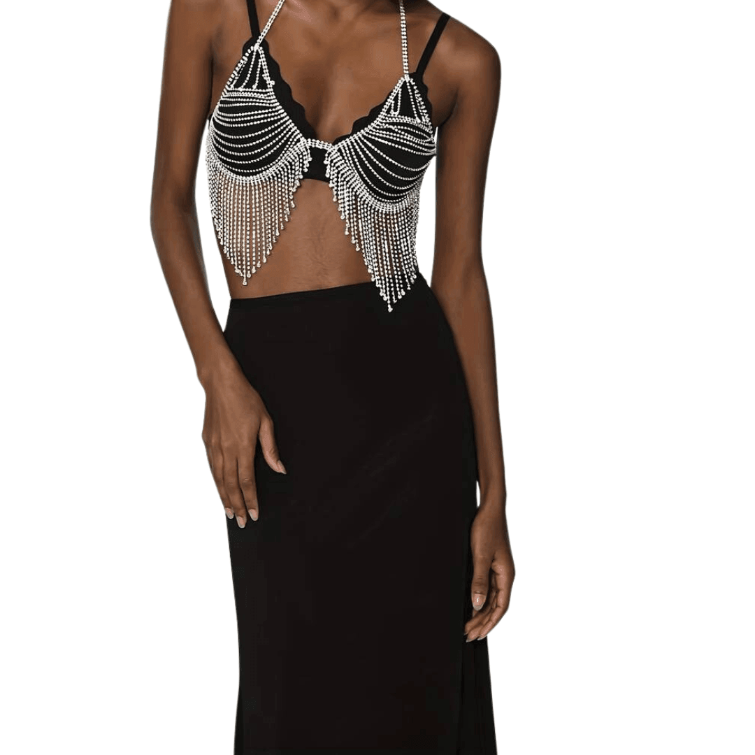 Strassbesetztes Neckholder - Crop - Top - FestivalStuff