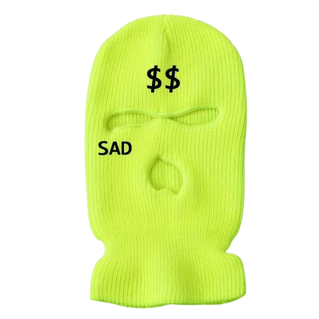 Sturmhaube Dollar Neon Gelb - FestivalStuff