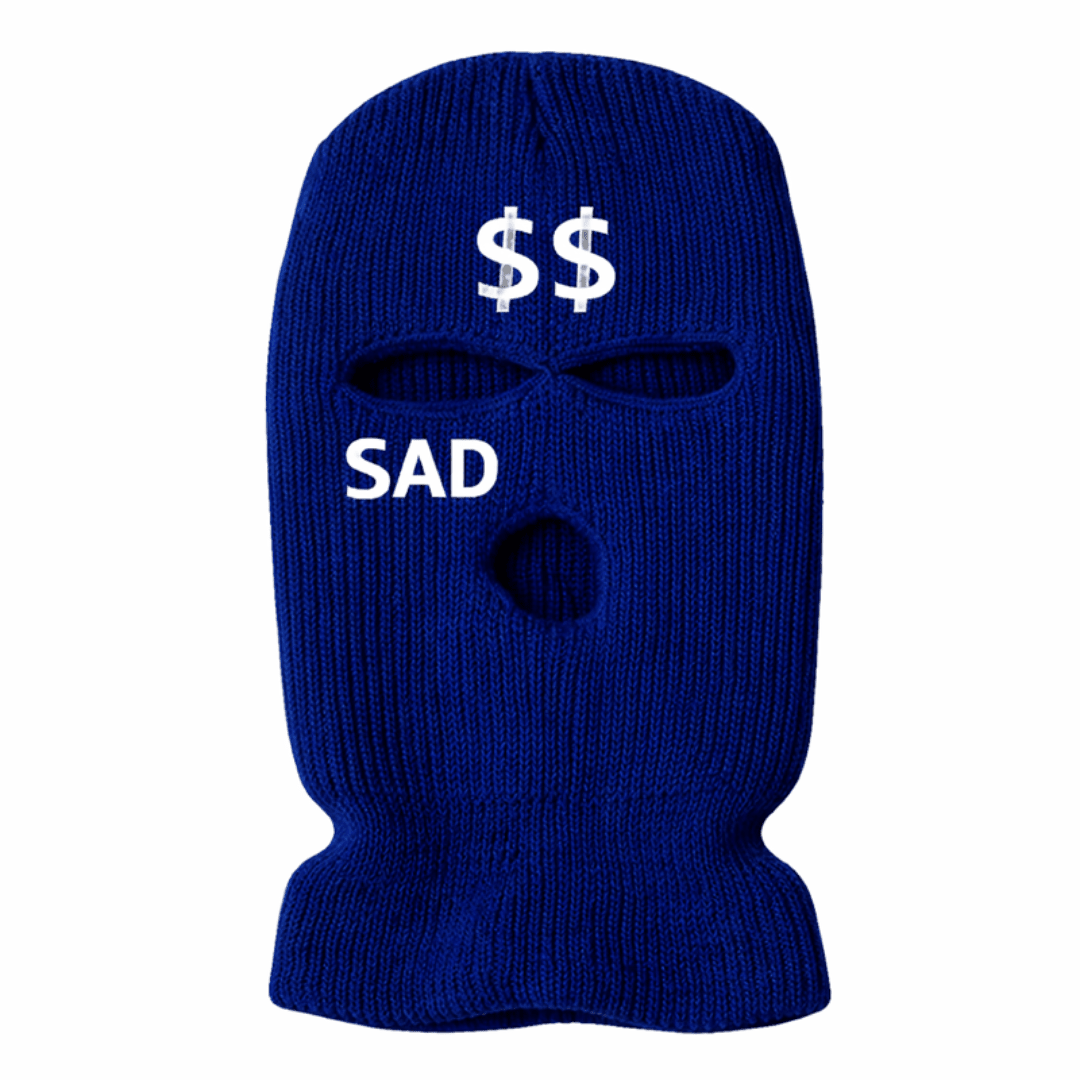 Sturmhaube Dollar Sad Blau - FestivalStuff