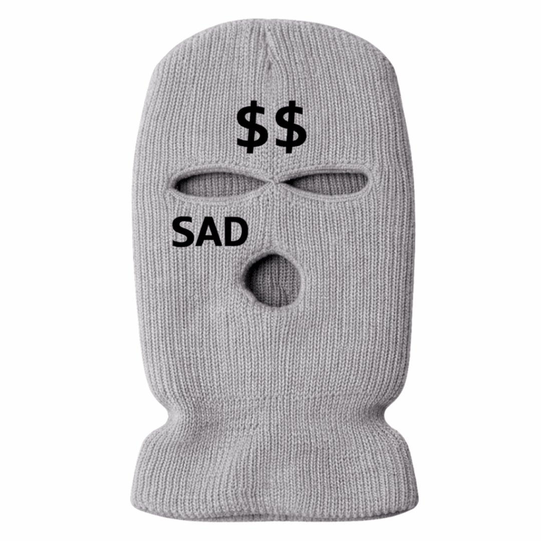 Sturmhaube Dollar Sad Grau - FestivalStuff