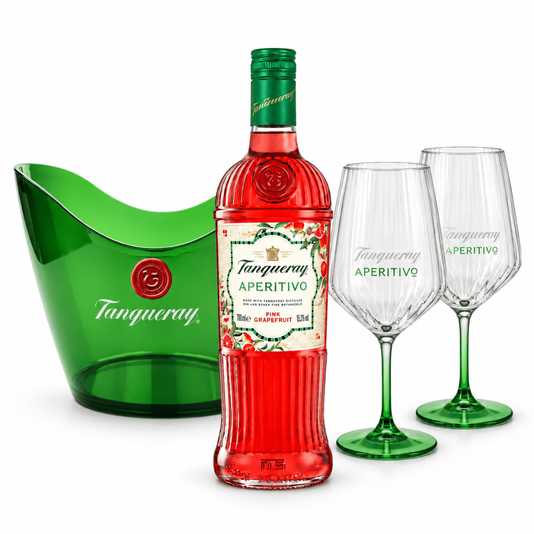Tanqueray Pink Grapefruit Aperitivo Set mit 2 Gläsern & Kühler - FestivalStuff