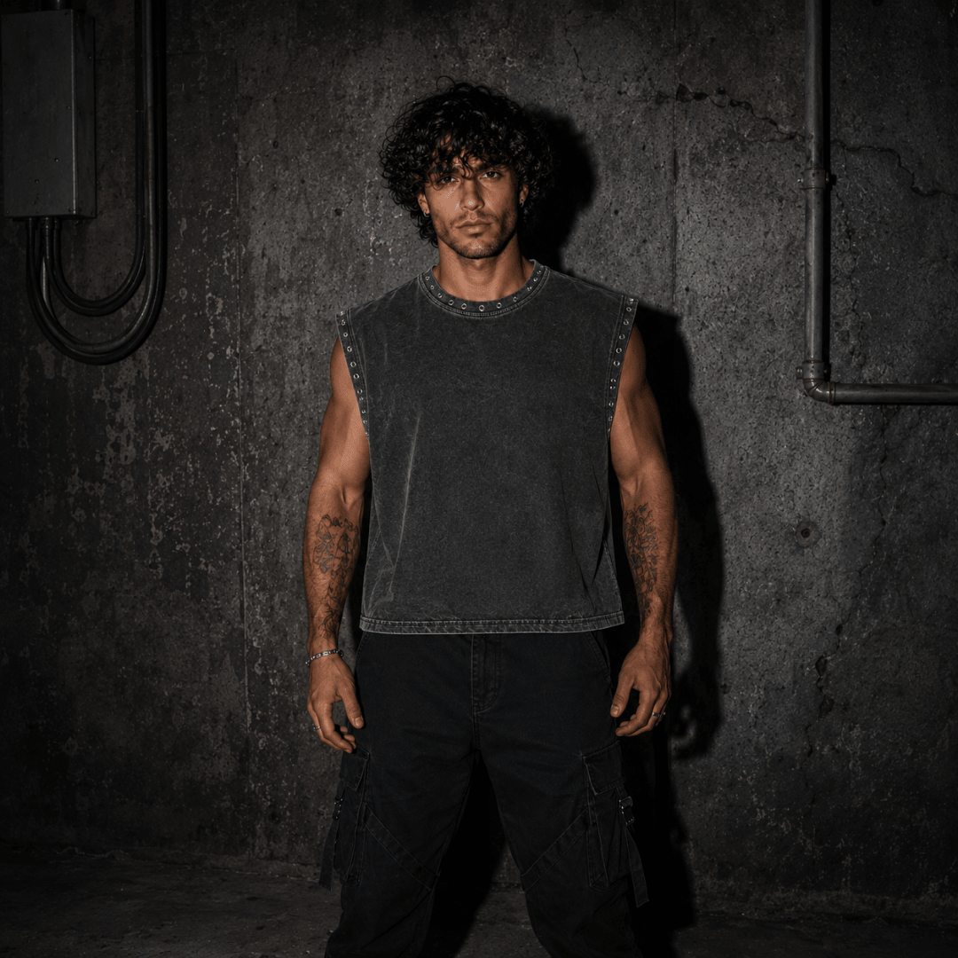 Techno Atzen Cropped Shirt mit Lochnieten - FestivalStuff