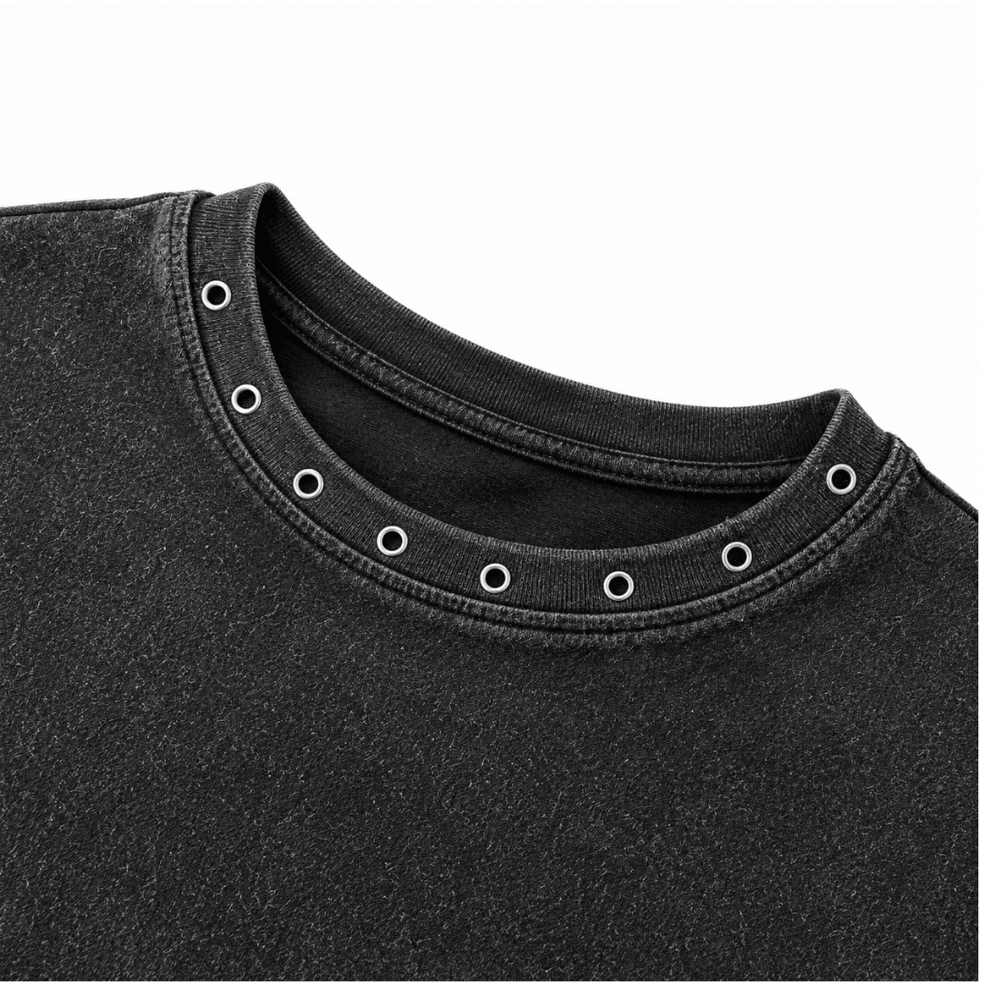 Techno Atzen Cropped Shirt mit Lochnieten - FestivalStuff
