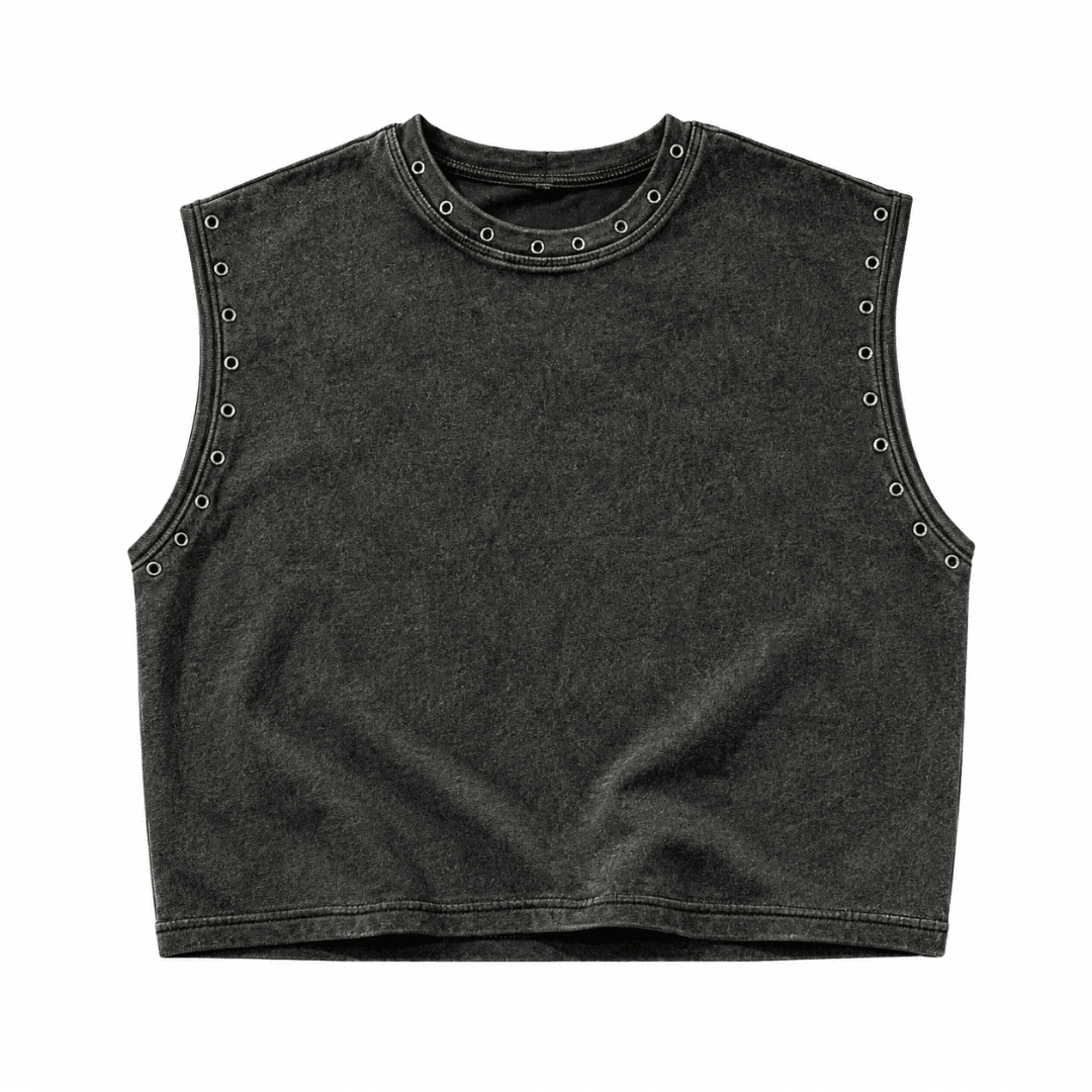 Techno Atzen Cropped Shirt mit Lochnieten - FestivalStuff