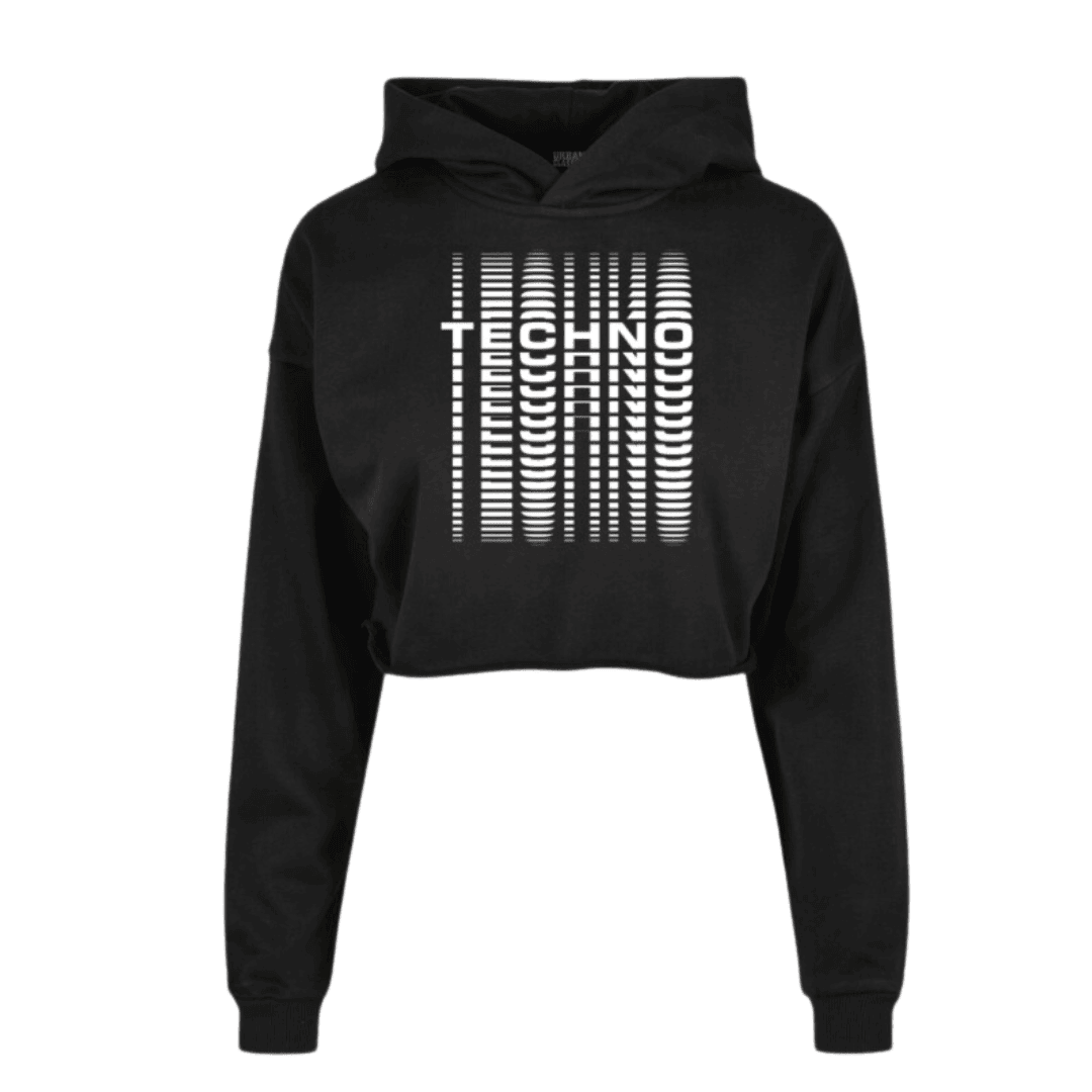 TECHNO BLEND Oversized Cropped Hoodie - FestivalStuff