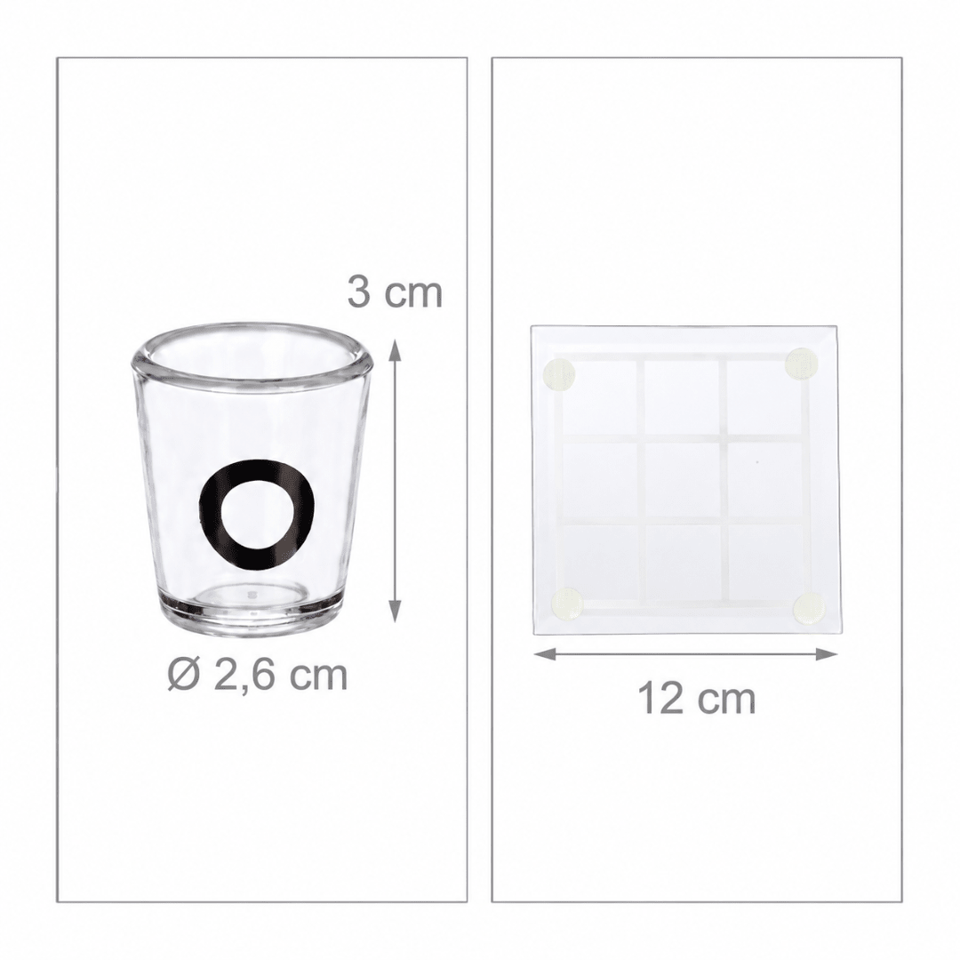 Tic Tac Toe Trinkspiel mit 9 Shotgläsern - FestivalStuff