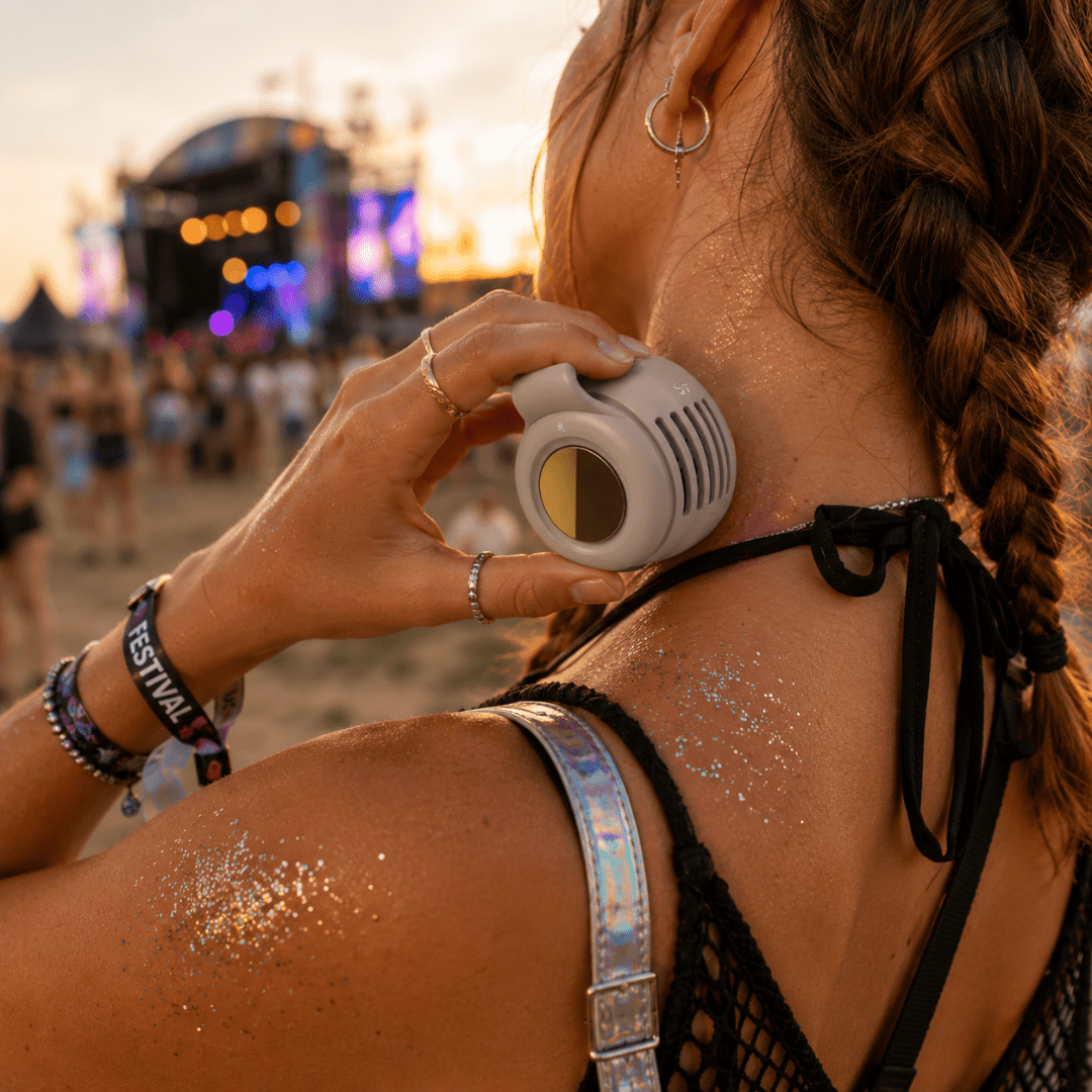 Tragbarer Mini Ventilator mit Clip Weiß - FestivalStuff