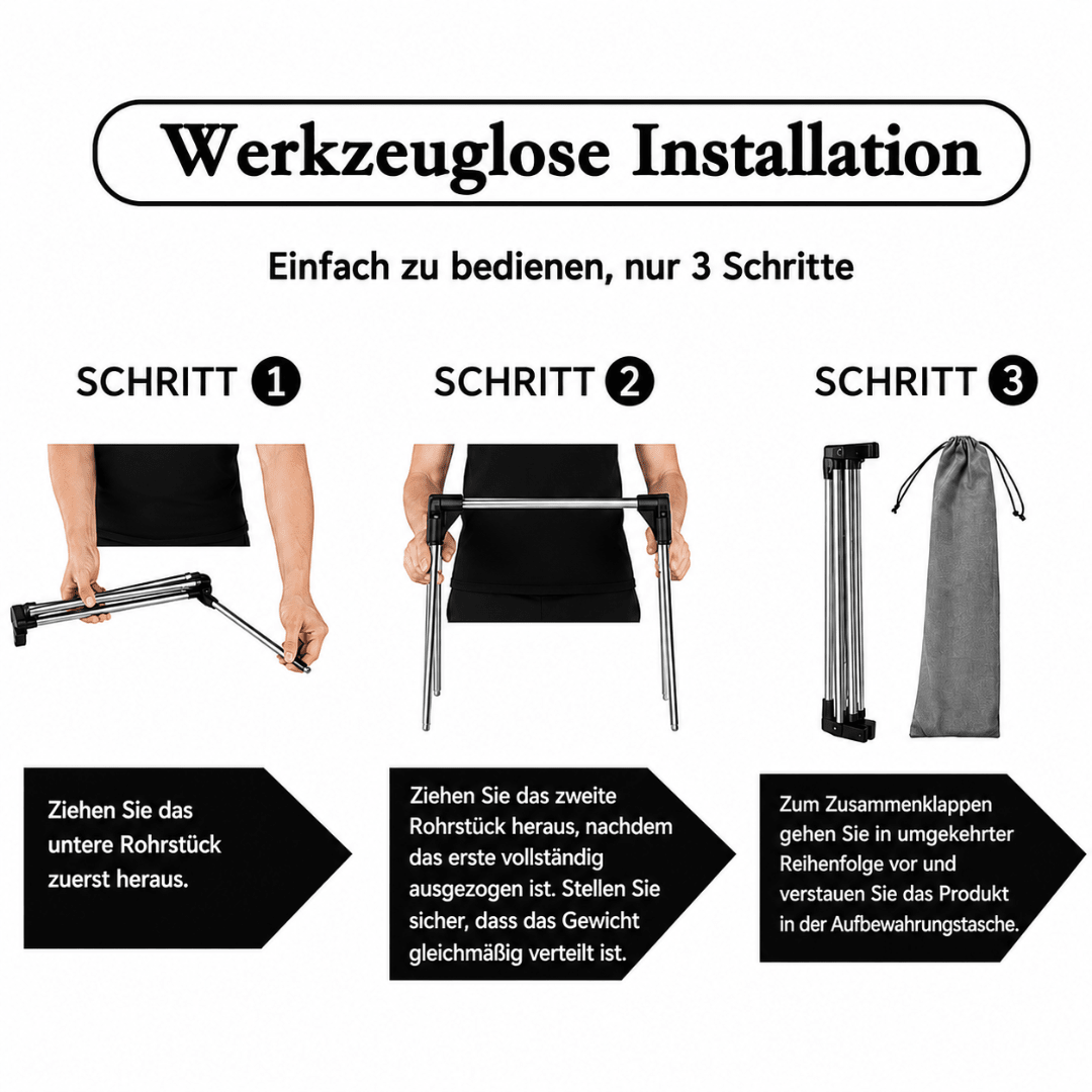 Tragbarer Teleskop-Kleiderständer faltbar - FestivalStuff