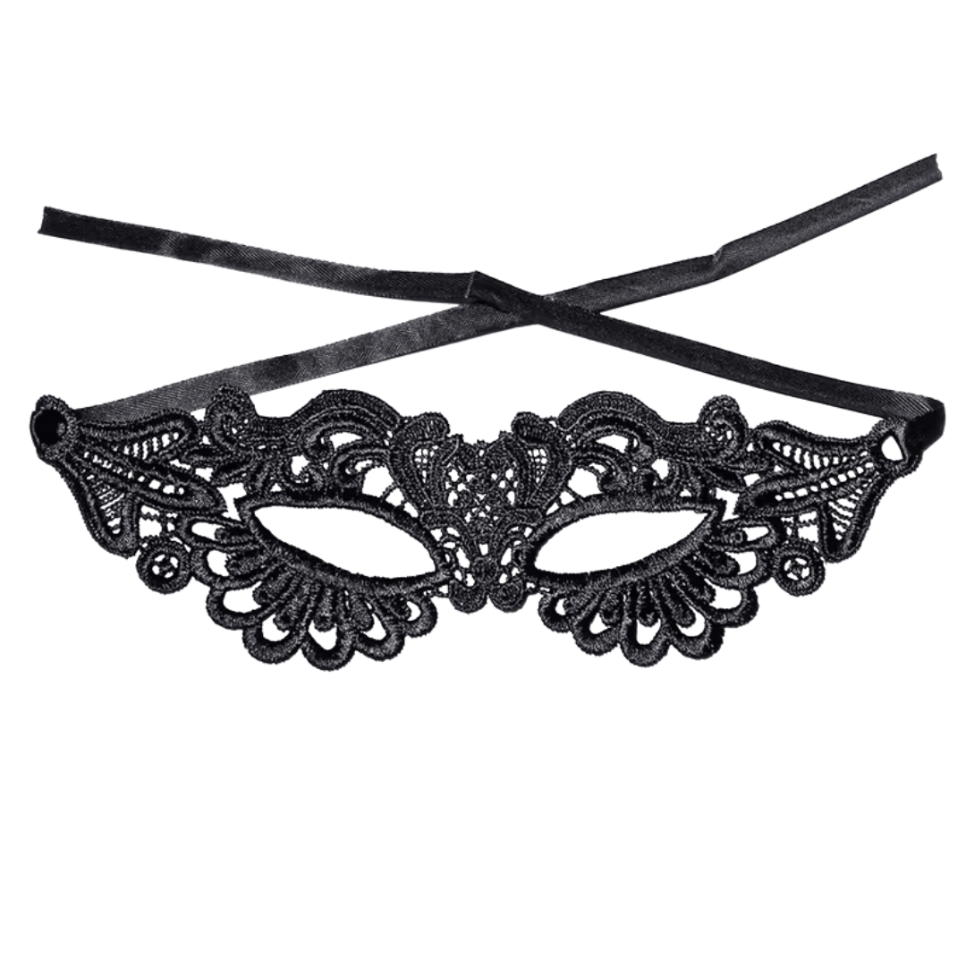 Venezianische Spitzenmaske Schwarz Elegant - FestivalStuff