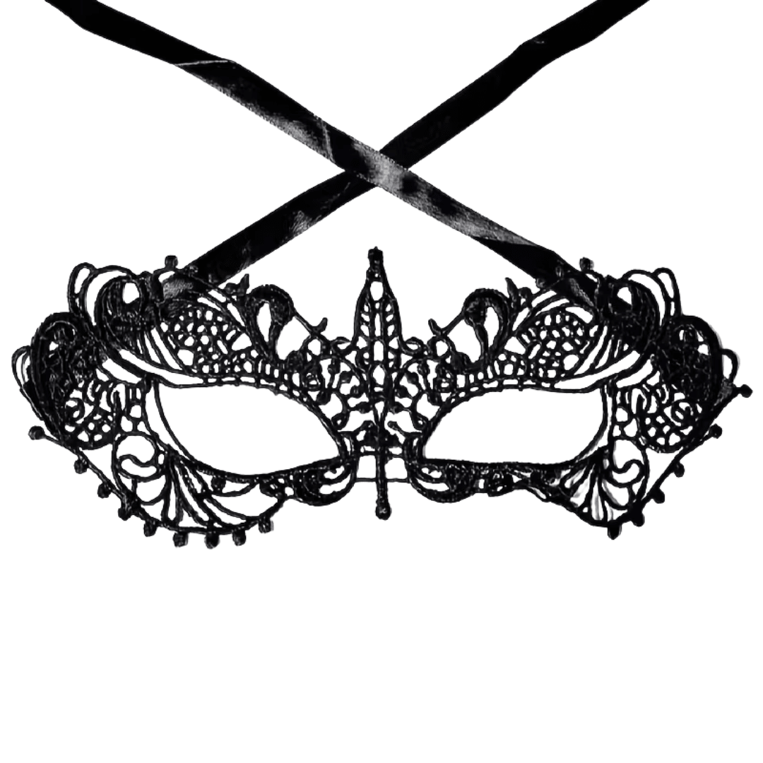 Venezianische Spitzenmaske Schwarz Ornamental - FestivalStuff