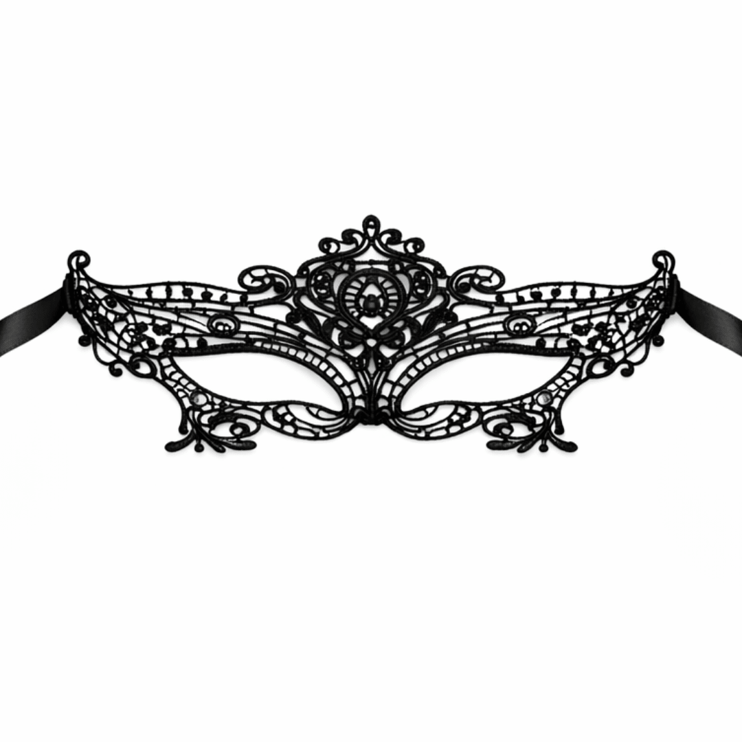 Venezianische Spitzenmaske Schwarz Venezia - FestivalStuff