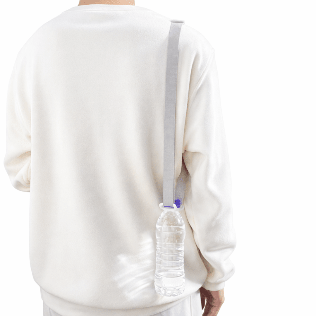 Verstellbarer Flaschenhalter mit Schultergurt Grau - FestivalStuff