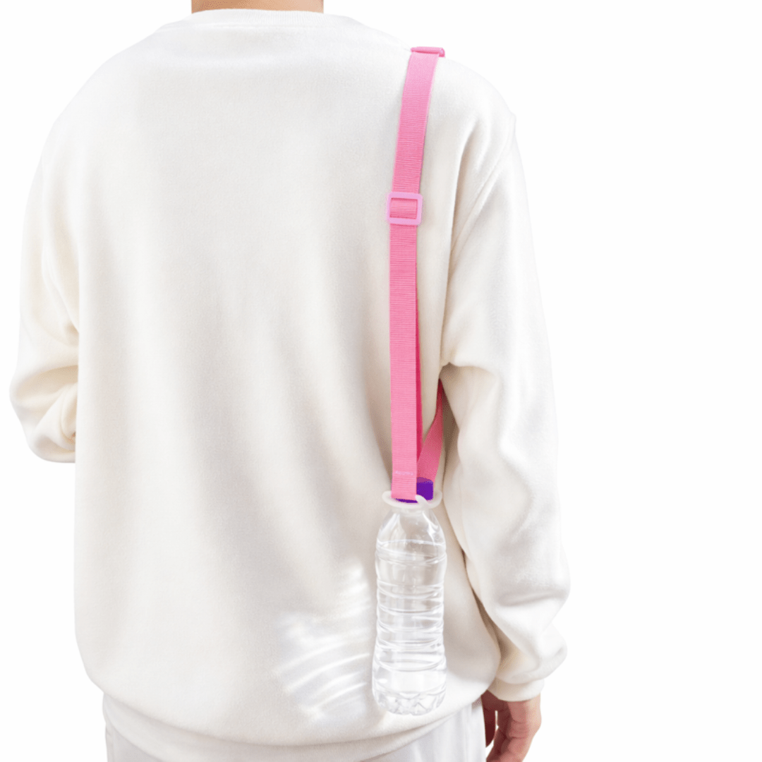 Verstellbarer Flaschenhalter mit Schultergurt Rosa - FestivalStuff