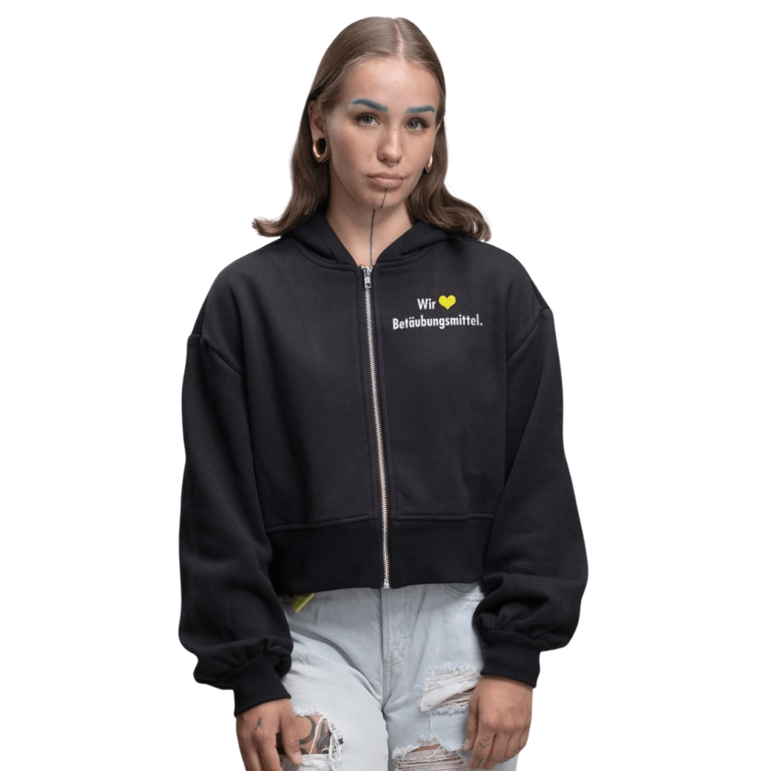 Wir lieben - Oversized Crop Hoodie Jacke - FestivalStuff