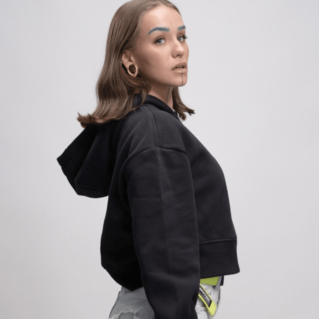 Wir lieben - Oversized Crop Hoodie Jacke - FestivalStuff