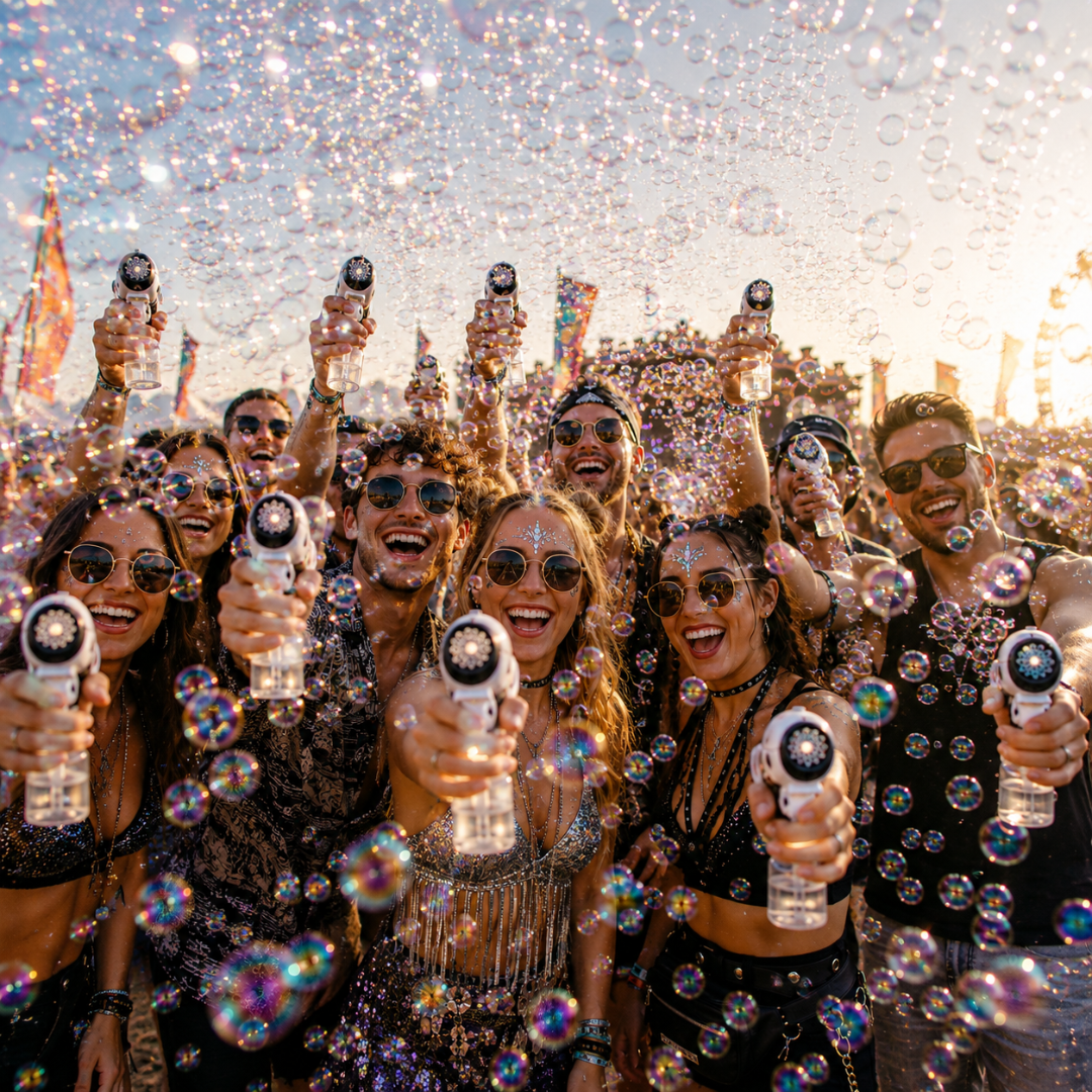 XXL Bubble Blaster mit LED & Seifenblasenflüssigkeit - FestivalStuff