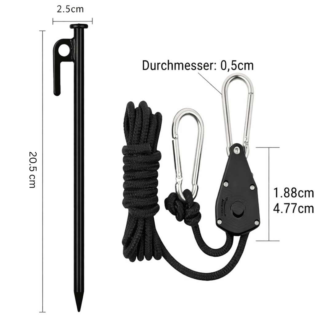 Zeltspannleine mit Heringe Set 4m - FestivalStuff