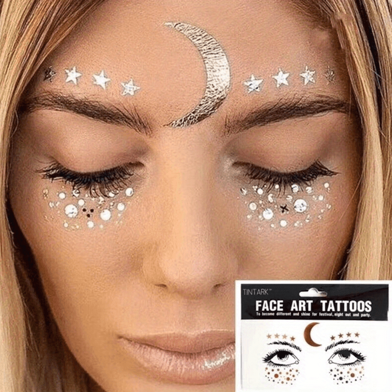 Tattoo Gesicht Aufkleber Golden Glitter - FestivalStuff