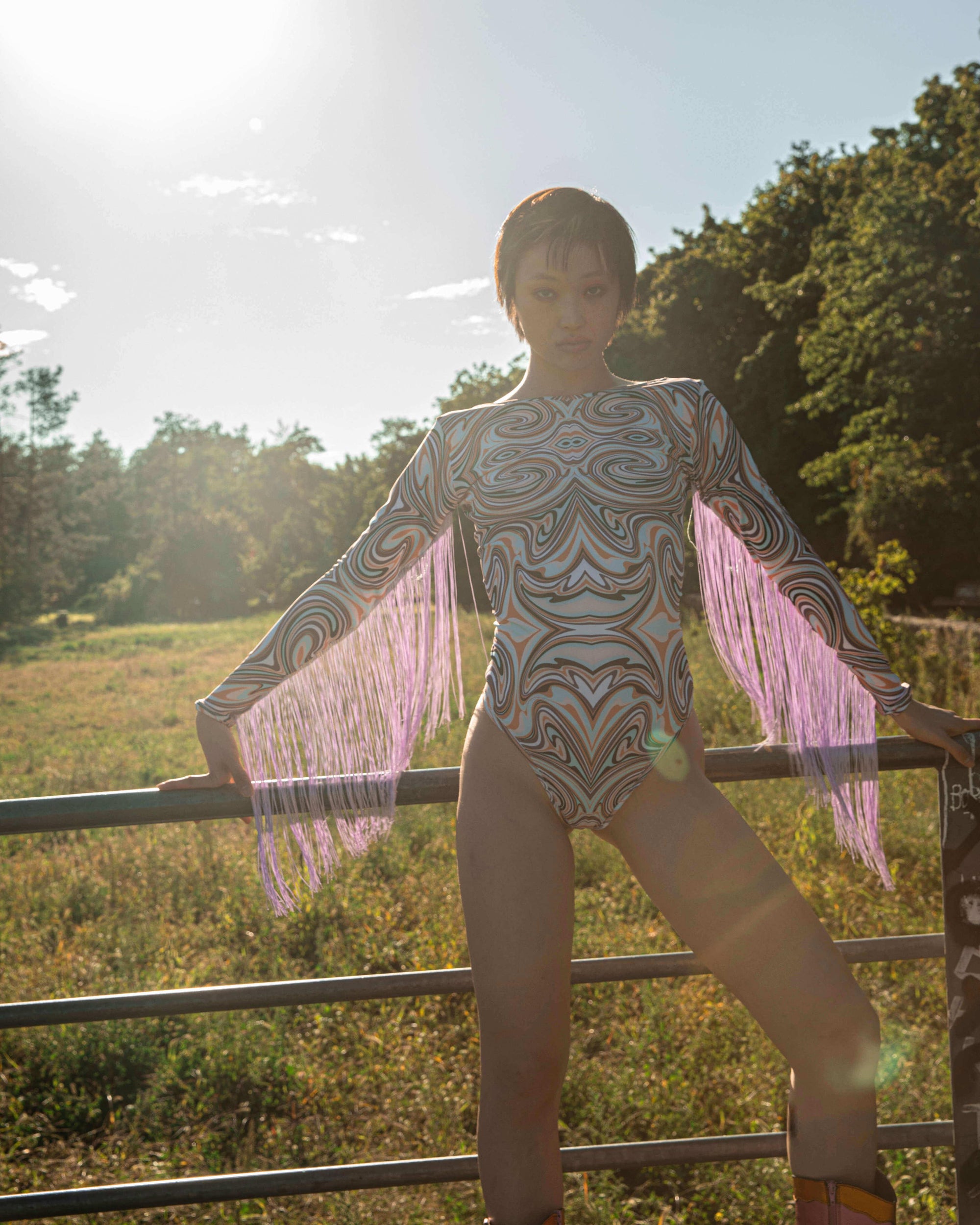 Bodysuit Fringes &quot;I AM A BUTTERFLY&quot; Lettau Art Fashion - FestivalStuff