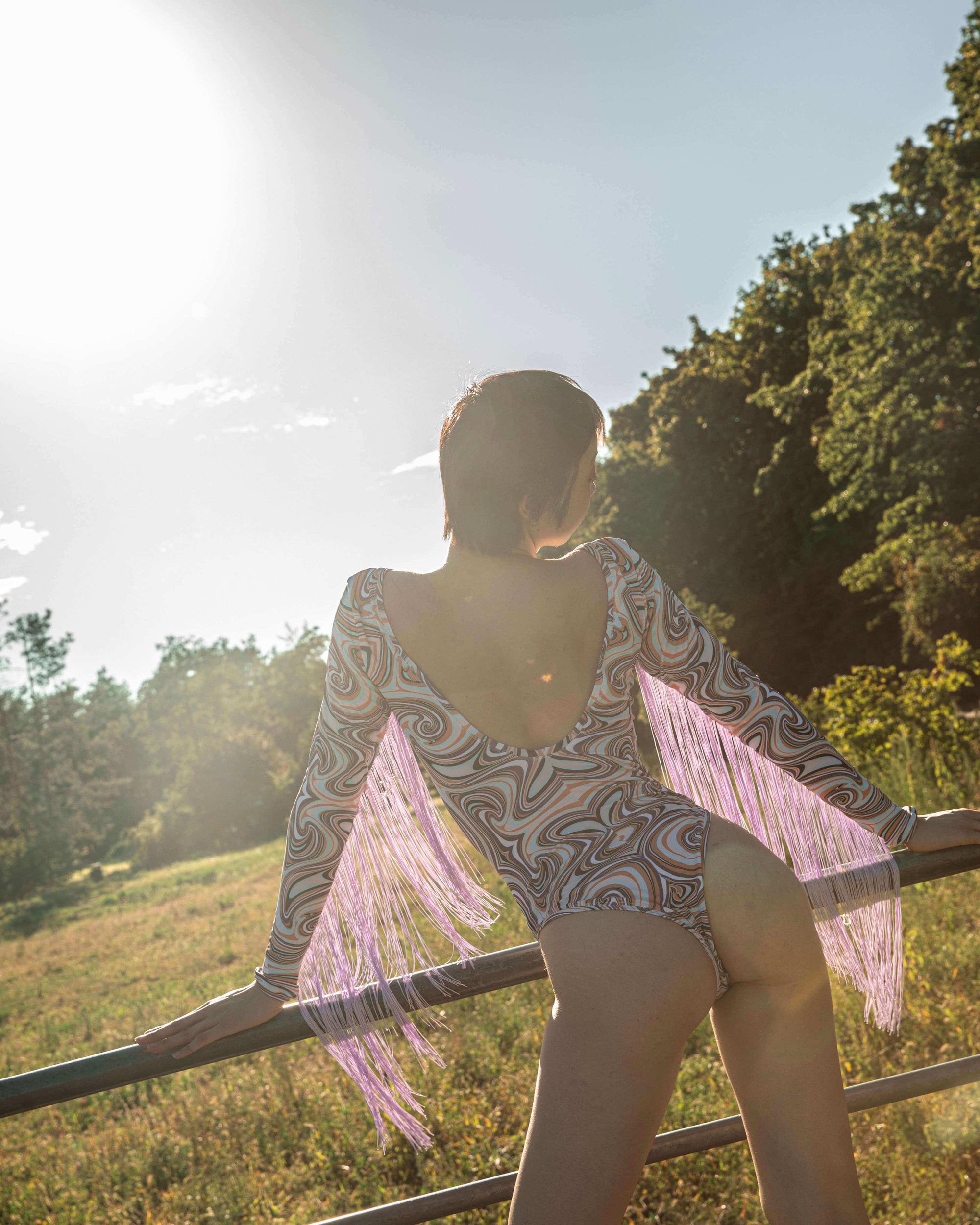 Bodysuit Fringes &quot;I AM A BUTTERFLY&quot; Lettau Art Fashion - FestivalStuff