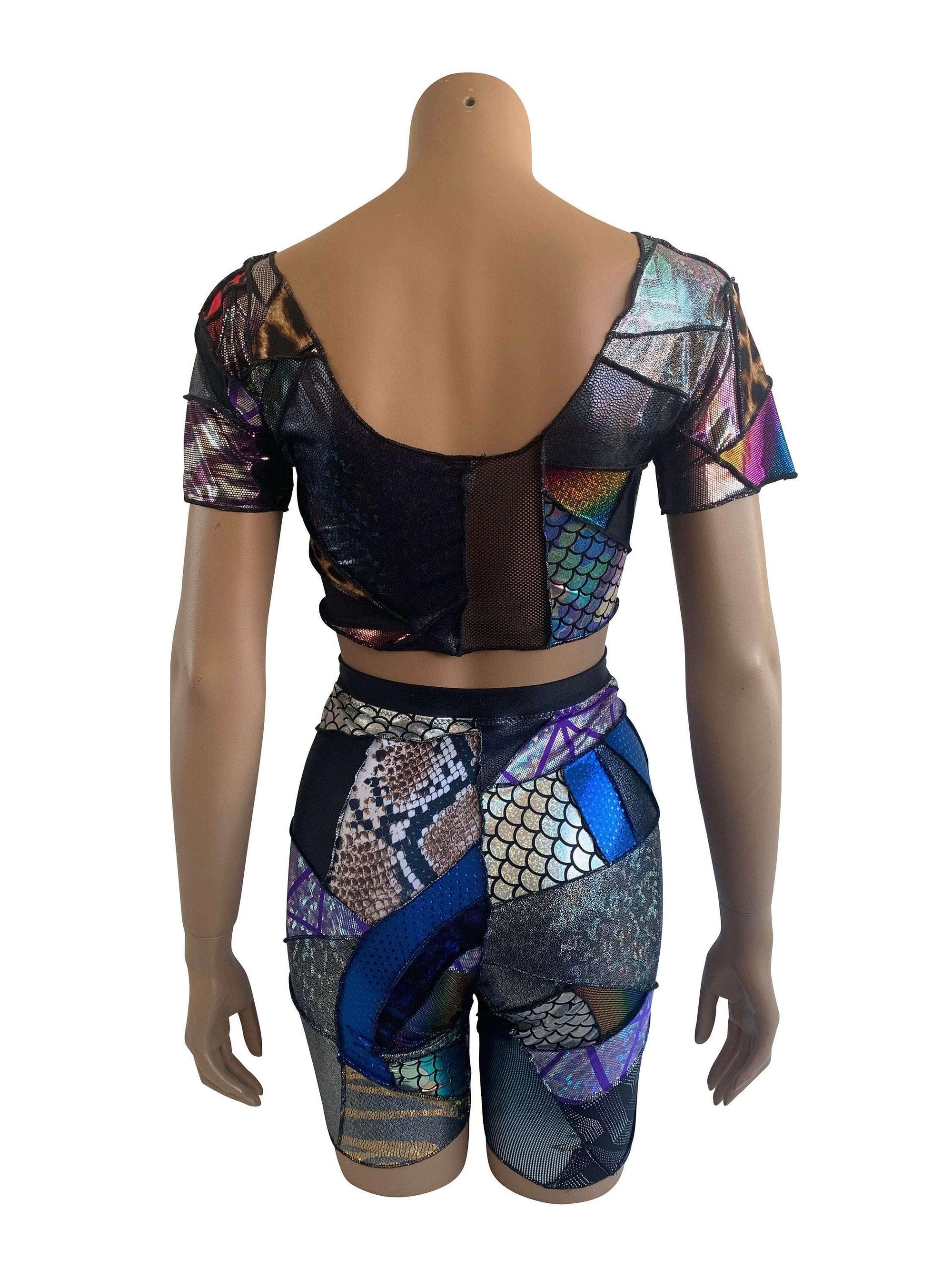 ZERO WASTE Patchwork Crop Top Short Sleeved - FestivalStuff