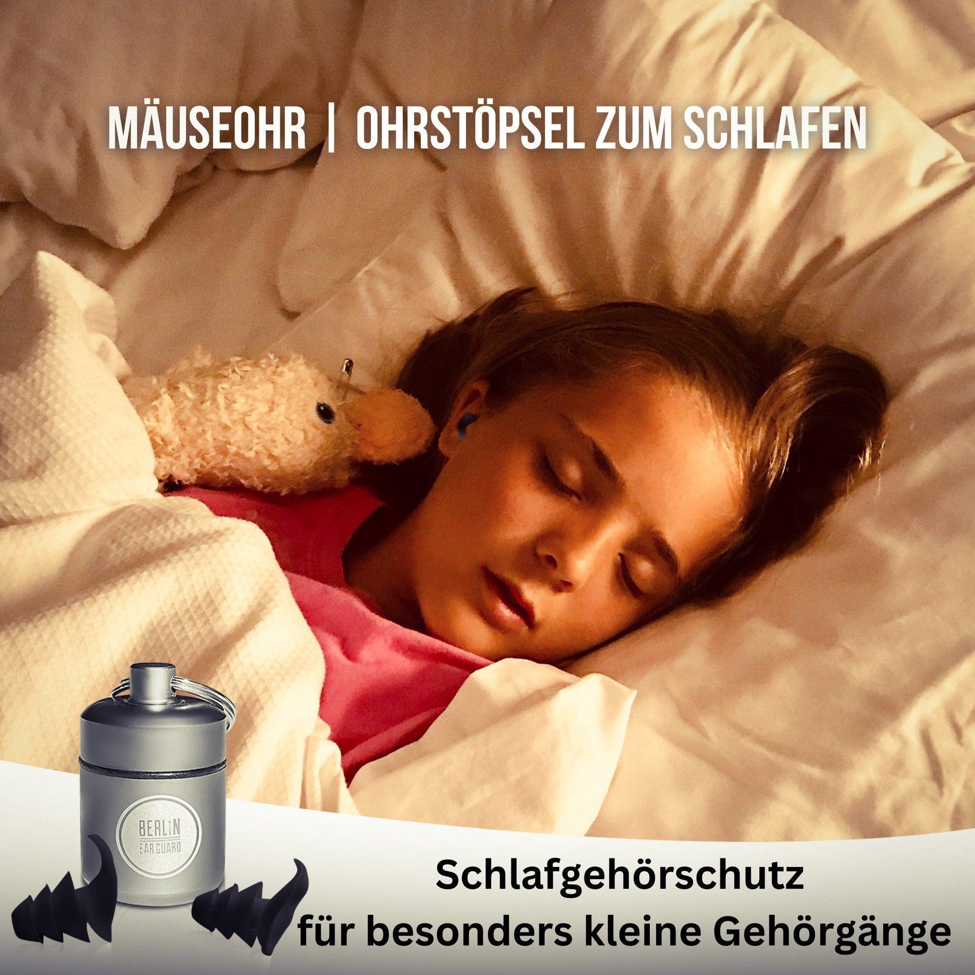 OHRSTÖPSEL &quot;MÄUSEOHR&quot; | MINI - SCHLAFGEHÖRSCHUTZ | klein | GEGEN SCHNARCHEN ZUM SCHLAFEN IN SEITENLAGE | 28DB SNR - BERLIN EAR GUARD® OHRSTÖPSEL SHOP